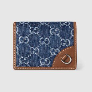 Gucci GG Emblem Wallet in Blue/Ivory Denim